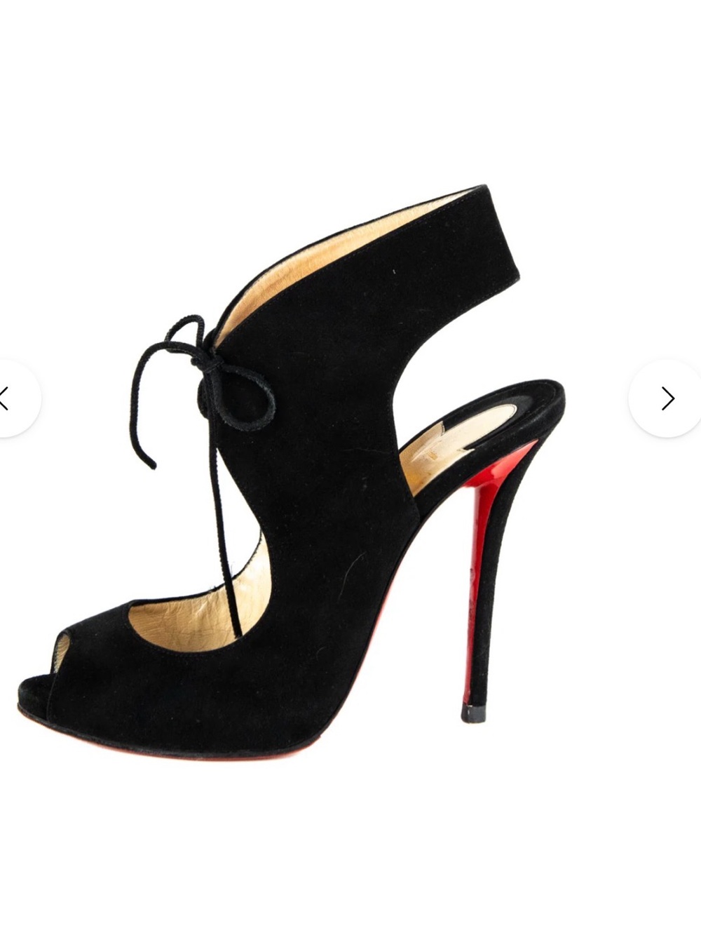 Christian Louboutin Black Suede Open-Toe Allegra lace up heel EU 38